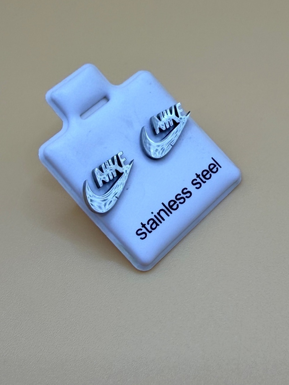Unisex Silver Stainless Steel Stud Earrings